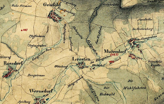 Ausschnitt aus einer alten Karte (ca. 1840) Ausschnitt aus einer alten Karte (ca. 1840)